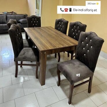 stol desdi: Mətbəx üçün, Dördbucaq masa, 4 stul — 25