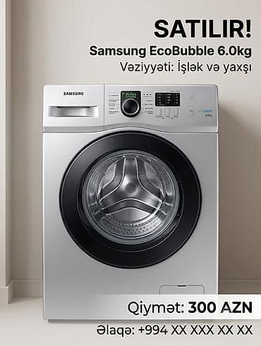 Elektronika: Samsung EcoBubble paltaryuyan maşın – 6.0 kq - Ön yükləməli, gümüşü — 1