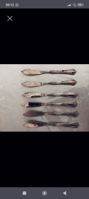 çay qaşığı: Kolleksiya üçün dekorativ yağ/butər bıçaqları dəsti. - Sayı: 6 ədəd - — 1