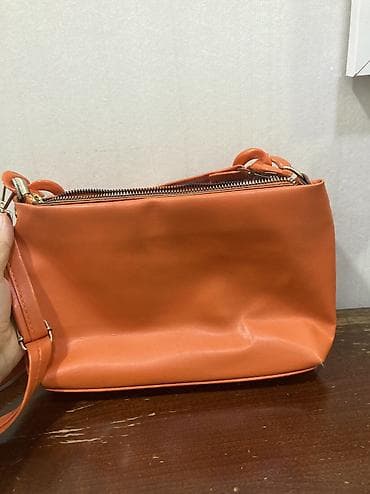 bordo canta: Narıncı rəngli çiyin/çapraz çanta - Material: süni dəridən — 2