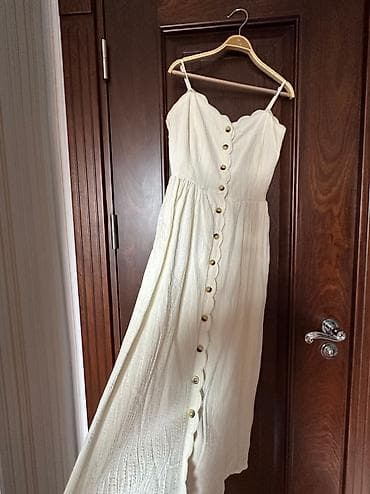 off white duks: Gündəlik don, Maksi, H&M, S — 4