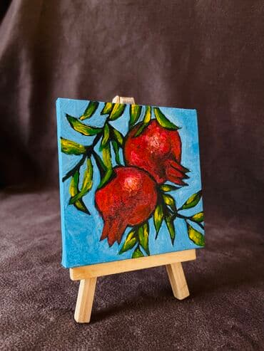 nar şəkli: Narlar Mini kətan, molbertlə Hazırda stokda var 10x10sm Çatdırılma — 1