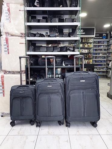 Seyahat çamadan dəsti – 3 ölçü - Rəng: tünd boz - Material: yumşaq