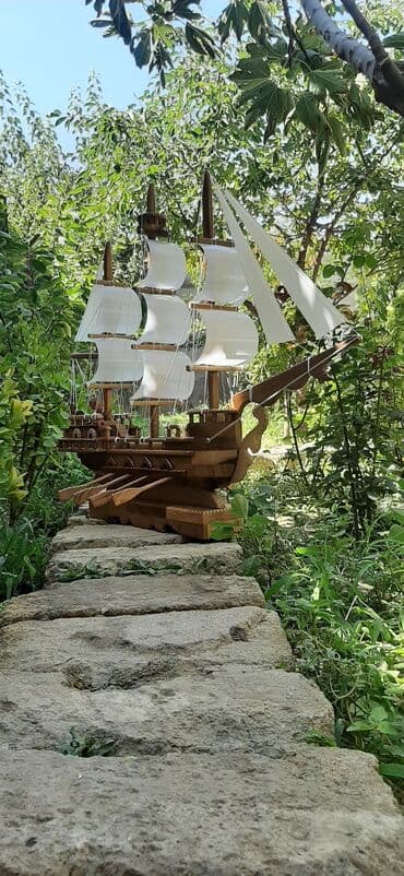 антикварные часы настенные: Taxta yelkənli gəmi maketi - Material: tamamilə ağacdan hazırlanmış — 2