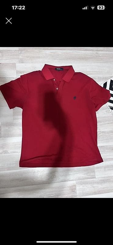 Qırmızı polo köynək - Klassik polo yaxalı, 3 düyməli ön hissə - Qısa