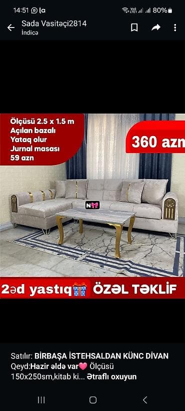 kitab dolablari: Künc divan — 1