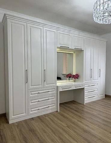 shkaf: 6 qapı, Güzgülü, Ağ, Açılan, Düz dolab — 1