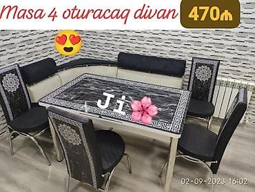 bar stolları: Mətbəx üçün, Yeni, Açılan, Dördbucaq masa, 4 stul — 1