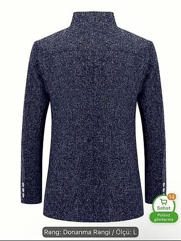 Kişi jaketi – donanma rəngi, ölçü: L - Stil: Mandarin yaxalı