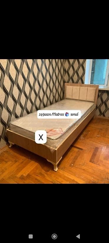 Çarpayılar: Tek nəfərlik çarpayı və matras dəsti. - Ölçü: təxmini 90x200 sm (tək — 1
