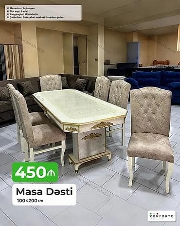 kohnə stul: Masa dəsti – 100×200 sm - Mexanizm: açılmayan - Stul sayı: 6 ədəd - — 1
