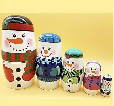 qar adamı şəkilləri: Məhsul: Qardan adam temalı taxta matryoşka dəsti Təsvir: - 5 ədəd — 9