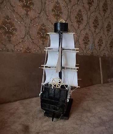 qədimi pullar alıram: Masa üstü dekorativ yelkənli gəmi maketi - Material: Korpus – qara — 4