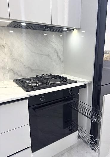 maskura nedir: Mətbəx mebel dəsti – müasir “L” planlama, bozumtul yüksək parlaq — 5