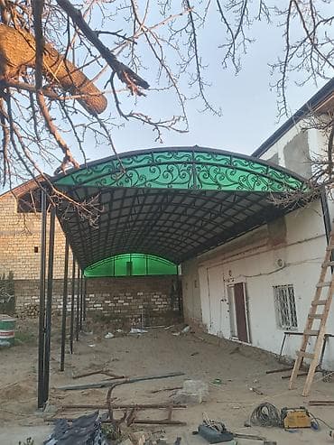 besedkalar dizayni: Metall konstruksiyalı darvazaüstü/böyük həyət çardağı – istehsal və — 3