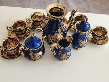 Qəhvə dəsti, rəng - Göy, Farfor — 3