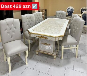 stul sekilleri: Qonaq otağı üçün, Açılmayan, Oval masa, 6 stul — 1