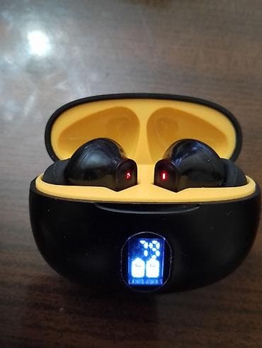 Audio: Bluetooth TWS simsiz qulaqlıq. Tam yenidir. - Rəng: qara korpus, sarı — 4
