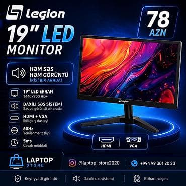 🖥️ Legion 19" LED Monitor – Cəmi 78 AZN! 🔥 ✅ Həm səs, həm görüntü –