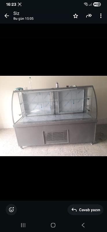 kafe stolları: Soyuduculu vitrin/buxqalan (şüşə vitrin) - İki mərtəbəli şüşə raflı — 1