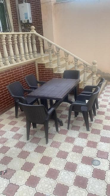 bağ divan: Yeni, Dördbucaq masa, 6 stul, Açılan, Stullar ilə, Plastik, Türkiyə — 1