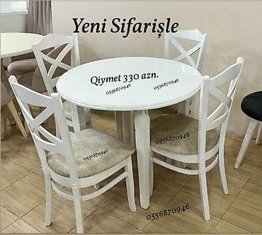 kamo: Mətbəx üçün, Yeni, Açılmayan, Dördbucaq masa, 4 stul — 4