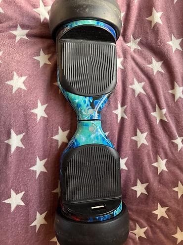 giroskuter: İki təkərli smart balans skuter (hoverboard). Mavi-alov naxışlı — 1