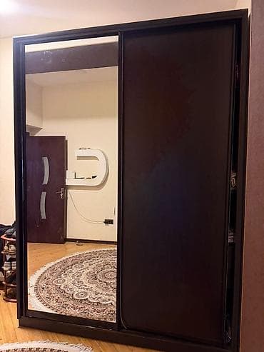 surgulu dolab: 2 qapılı, Güzgülü, Qara, Digər material, Kupe, Düz dolab — 1