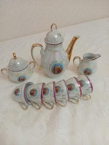 dəm caydan: Çay dəsti, rəng - Ağ, Farfor — 1