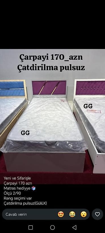 dosekler: Çarpayı – tək nəfərlik model - Qiymət: 170 AZN (1 ədəd) - Ölçü: 90×200 — 6