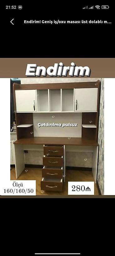 divan ortuk: Geniş iş/oxu masaları – üst dolablı modellər Model 1: - Rəng — 1