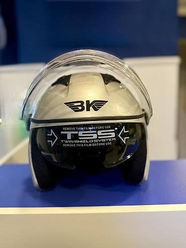 cg motor: BK motosiklet dəbilqəsi – gümüşü rəng, açıq (open-face) tip — 2