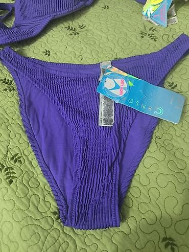Bikini dəsti – bənövşəyi rəng, teksturalı/parçalı rilifli dizayn. M — 4