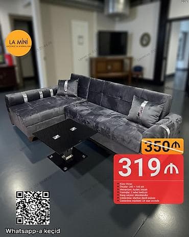 mini divan: Künc divan, Açılan, Bazalı, Şəhərdaxili pulsuz çatdırılma — 1