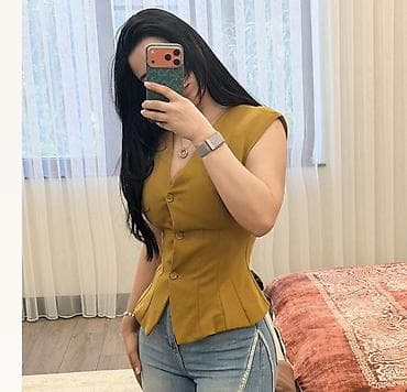 dəri jilet: Jilet, Zara, M, rəng - Sarı — 1