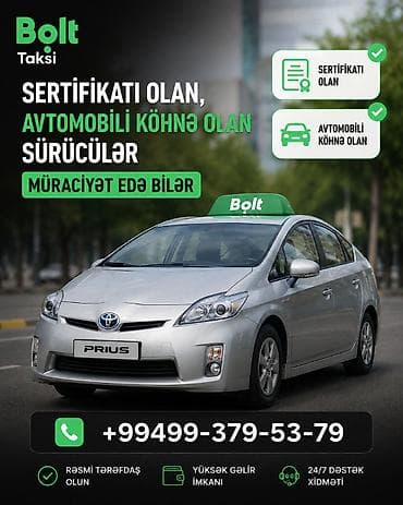 🚖 Bolt Taksi ✅ Sertifikatı olan ✅ Avtomobili köhnə olan sürücülər