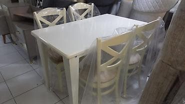 makyaj ucun masa: Qonaq otağı üçün, Yeni, Açılan, Dördbucaq masa, 6 stul — 10