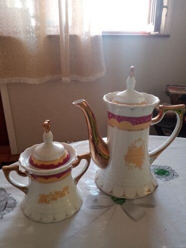 Продукты питания: Məişət qabları dəsti - Porselen çay/qəhvə dəsti: qapaqlı çaydan və — 2