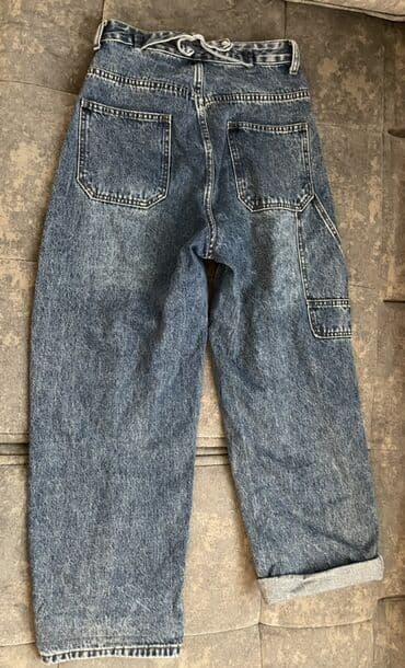 Alt paltarı: Qadın/Unisex cins şalvar dəsti 1) Açıq mavi mom fit cins - Yüksək — 3