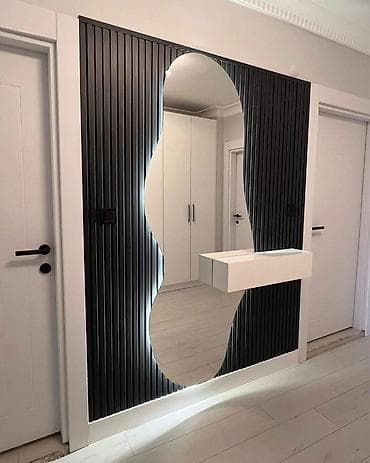 guzgu dekorlari: LED işıqlı dekorativ lamel-divar və güzgü kompozisiyaları - Interyer — 8