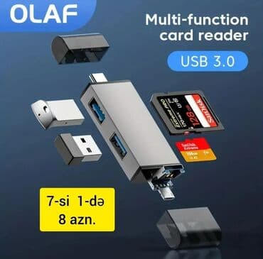 kamera dəsti: Çoxfunksiyalı USB-C OTG KART OXUYUCU ADAPTERİ. SD və TF kartları — 6