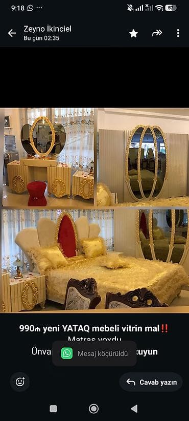 vitrin stend: *990₼ yeni YATAQ mebeli vitrin mal*‼️ Matras yoxdu Ünvan:-xırdalan — 1