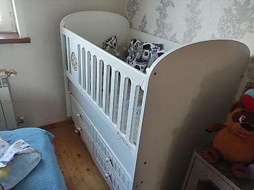 Ev və bağ: Aymınİ uşaq beşiyi - Rəng: ağ - Material: MDF/laminat kombinasiyası — 1