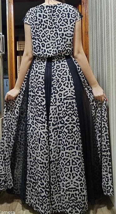 don formalari: Leopard naxışlı maxi don - Uzun, geniş ətəkli model – yerişdə — 1
