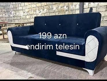 Mebel növü: Divan - Model: 3 nəfərlik yumşaq divan - Rəng: Tünd göy