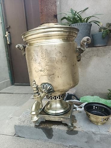 nerd taxta sekilleri: Məhsul: Bərk yanacaqla işləyən mis/latun samovar (kömür/odun üçün) — 3