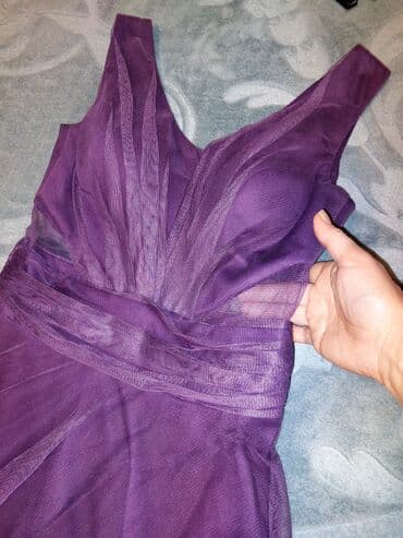 mezun xalati: Bənövşəyi rəngdə, maxi uzunluqda zərif ziyafət/gecə geyimi. super — 2