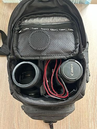 Canon EOS 600D kamera dəsti, iki linza və çanta ilə birlikdə təqdim