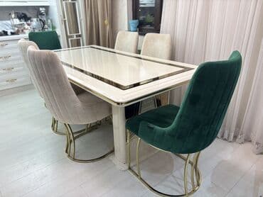 письменный стол с полками: Qonaq otağı üçün, Açılmayan, Dördbucaq masa, 6 stul — 1