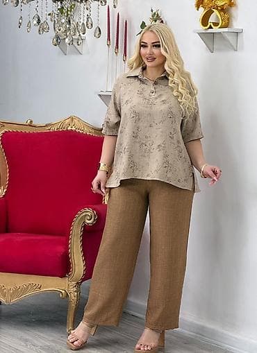 Qadınlar üçün iki hissəli dəst – kofta və şalvar - Rəng: bej üst — 2